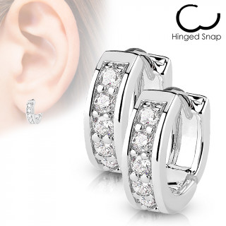 Boucles d'oreille serties de 5 strass clairs