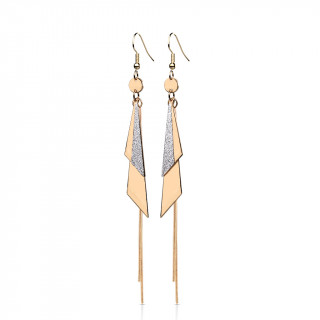 Boucles d'oreilles acier cuivres  duo de triangles strass (paire)