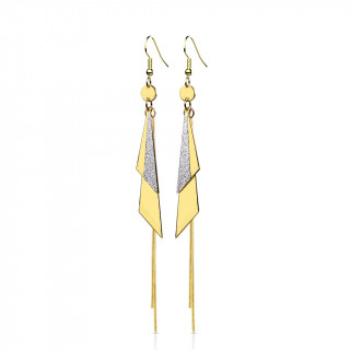 Boucles d'oreilles acier dores  duo de triangles strass (paire)