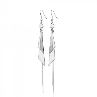 Boucles d'oreilles acier  duo de triangles strass (paire)