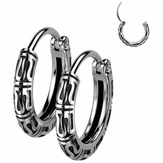 Boucles d'oreilles acier  reliefs style serpents onduls (paire)