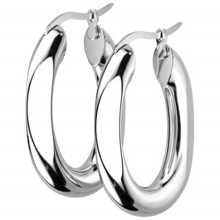 Boucles d'oreilles anneaux ovales pais en acier Argent