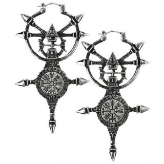 Boucles d'oreilles argentées style viking à Vegvisir - Restyle