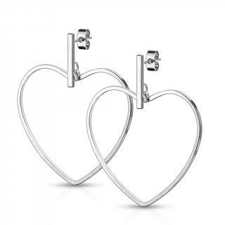 Boucles d'oreilles  coeur ajour inox (paire)