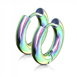 Boucles d'oreilles croles paisses arc en ciel en acier (paire)