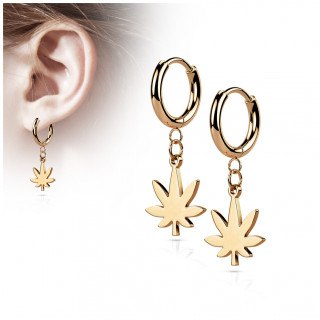 Boucles d'oreilles croles feuille cannabis en acier Cuivr (paire)