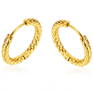 Boucles d'oreilles créoles martelées dorées en acier