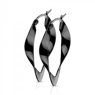 Boucles d'oreilles croles ovales torsades noires (paire)