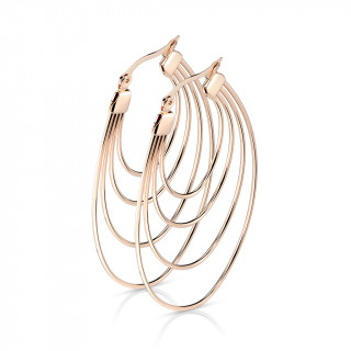 Boucles d'oreilles cuivres en acier  anneaux concentriques (paire)