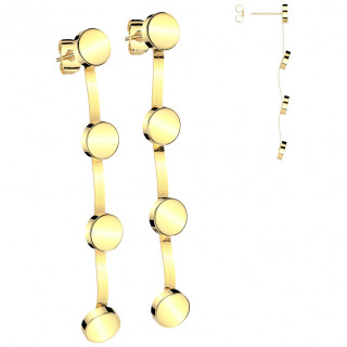 Boucles d'oreilles dores pendantes modernes en acier avec disques