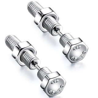 Boucles d'oreilles en acier à boulon et écrou (Paire)