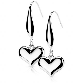 Boucles d'oreilles en acier  coeur suspendu