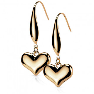 Boucles d'oreilles en acier Cuivr  coeur suspendu