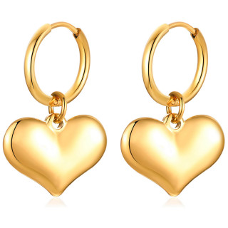 Boucles d'oreilles femme  coeur suspendu en acier dor