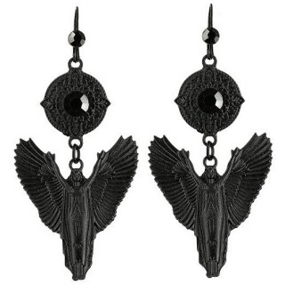 Boucles d'oreilles gothiques noires  Ange ailes dployes - Restyle