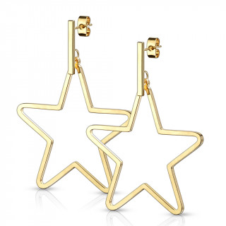 Boucles d'oreilles à grande étoile ajourée dorée (paire)