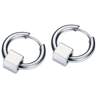 Boucles d'oreilles homme acier  cube (paire)