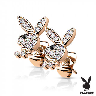 Boucles d'oreilles Lapin Playboy strass (paire) - Cuivr