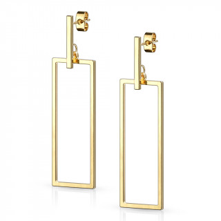 Boucles d'oreilles  rectangle ajour dor (paire)