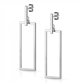 Boucles d'oreilles  rectangle ajour inox (paire)