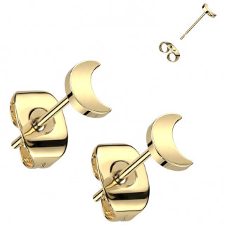 Boucles d'oreilles Titane Lune dor (paire)