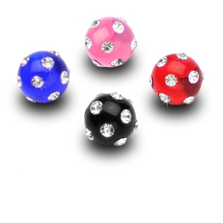 Boule acrylique strass pour piercing (remplacement - pour tige 1,6mm)