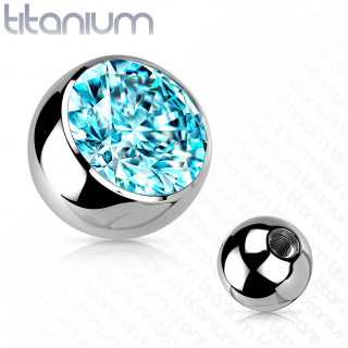 Boule de piercing en titane  zirconium bleu aqua