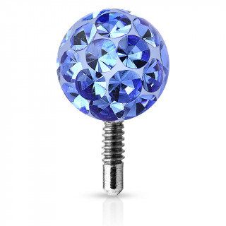 Boule piercing shamballa à tige filetée - Bleu