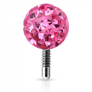 Boule piercing shamballa  tige filete - Rose fuchsia