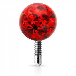 Boule piercing shamballa  tige filete - Rouge