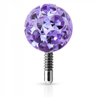 Boule piercing shamballa  tige filete - Tanzanite
