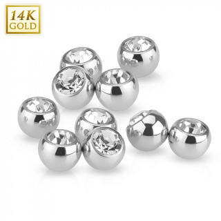 Boule sertie pour piercing en or blanc 14 carats (remplacement)