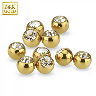 Boule sertie pour piercing en or jaune 14 carats (remplacement)