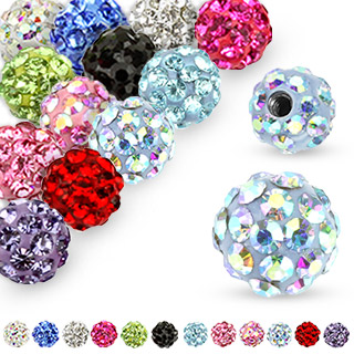 Boule shamballa pour piercing (remplacement - pour tige 1,6mm)