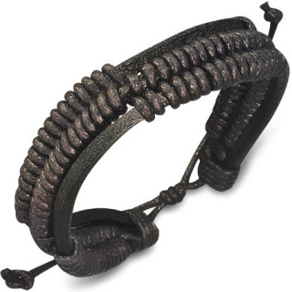 Bracelet  lanires de cuir en tortillons