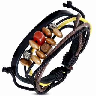Bracelet  multiples perles en mtal, pierre et bois
