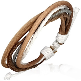 Bracelet à très fines lanières de cuir et cordes