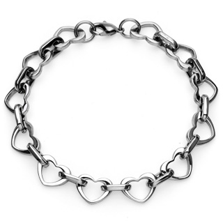 Bracelet acier  maillons coeurs et ovales