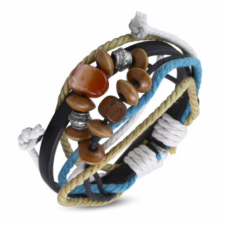 Bracelet cordes et cuir à perle Karma REF-13635