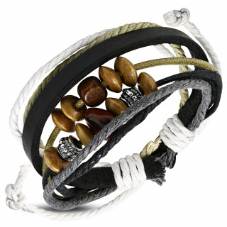 Bracelet cuir et cordes  perles REF-13639