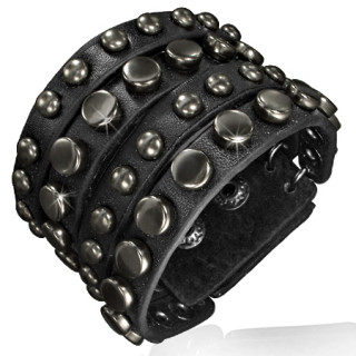 Bracelet de cuir à lanières avec inserts ronds