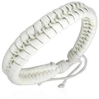 Bracelet en cuir blanc tress