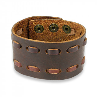 Bracelet en cuir marron travers de lacets