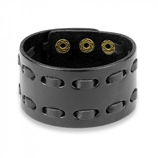 Bracelet en cuir noir travers de lacets