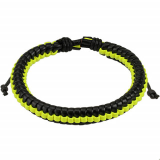 Bracelet en cuir tressé noir et jaune fluo