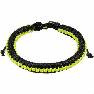 Bracelet en cuir tress noir et jaune fluo