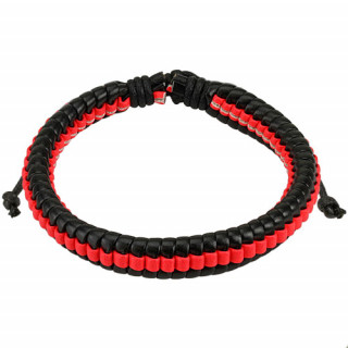 Bracelet en cuir tress noir et rouge