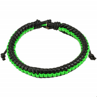 Bracelet en cuir tress noir et vert fluo