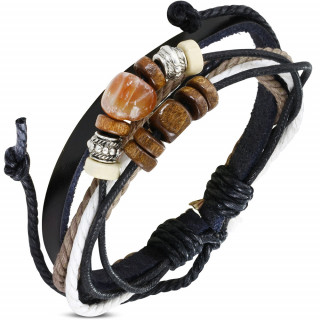 Bracelet ethnique corde et cuir à perles REF-13633