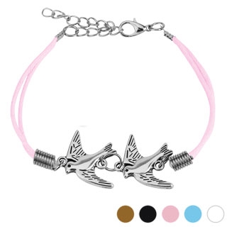 Bracelet fantaisie en similicuir avec couple de colombes